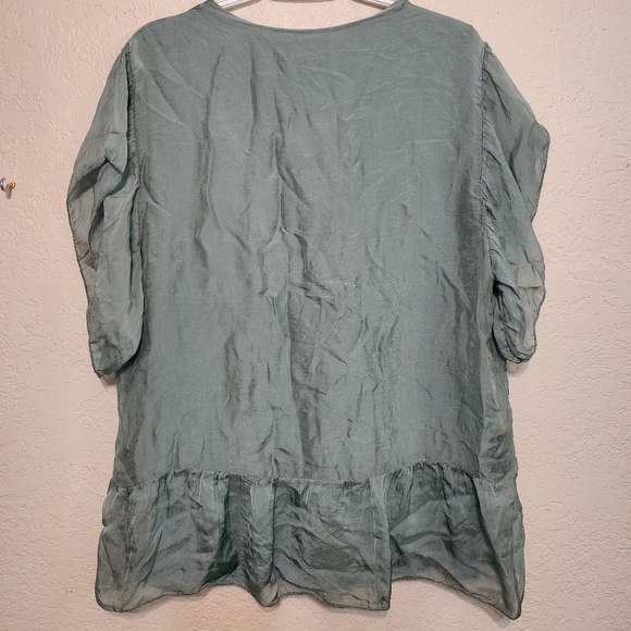 M MADE IN ITALY Silk Blend Blouse Flowy Floral XL - Picture 5 of 7